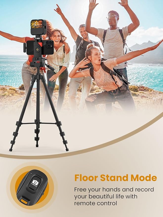 Upgraded Vlogging Kit w/Wireless Lavalier Microphone,YouTube Kit for iPhone and Smartphone w/59” Retractable Tripod,Automatic Switch Phone Clamp,Content Creator Gear for TikTok(Vlog K5)