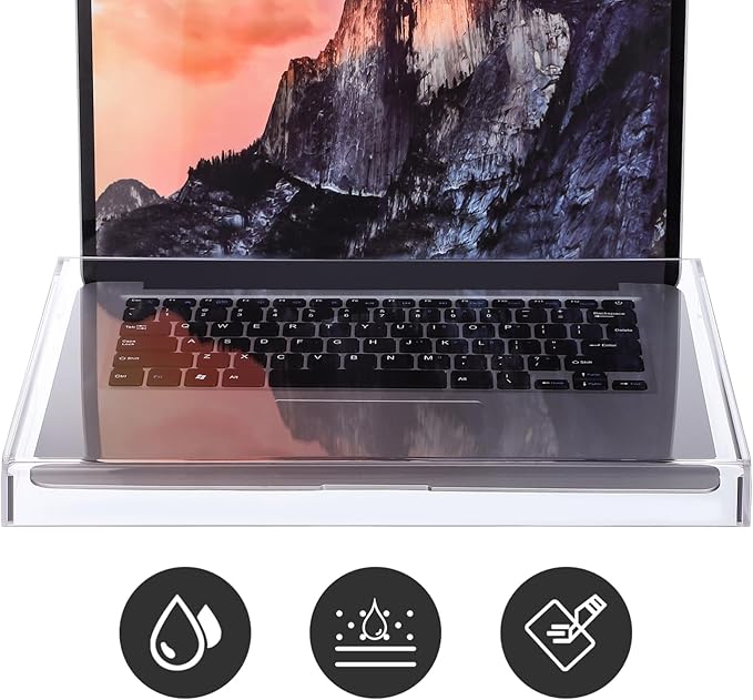 NOLITOY Acrylic Keyboard Cover, Clear Protector, PC Desk Stand for Keyboard Storage Acrylic Monitor Stand Riser and