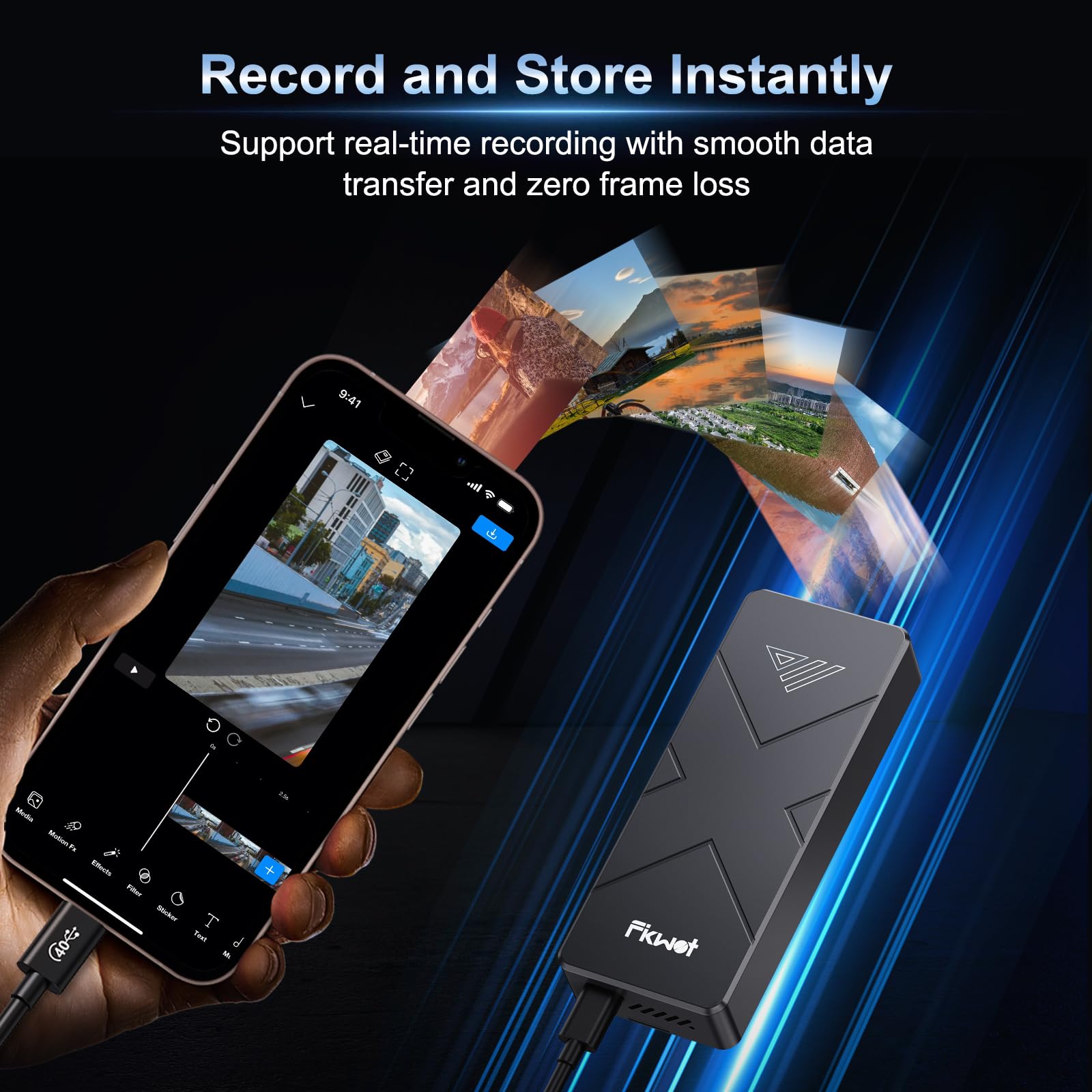 500GB External SSD, USB4 40Gbps Portable SSD 2TB with Cooling Fan, Up to 3700MB/s, External Solid State Drives Compatible with Mac mini, iPhone 15/16 Series, Tablets, MacBook, iPad, iMac, etc(FP110)