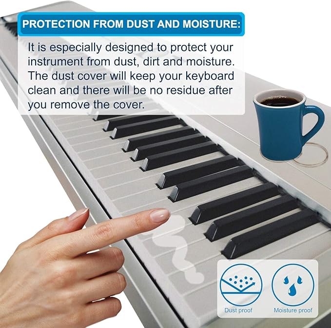HQRP Elastic Dust Cover w/Bag compatible with Casio LK-265 LK265 LK-280 LK280 WK-6600 WK6600 WK-7600 WK7600 WK-245 WK245 Electronic Keyboards Digital Pianos