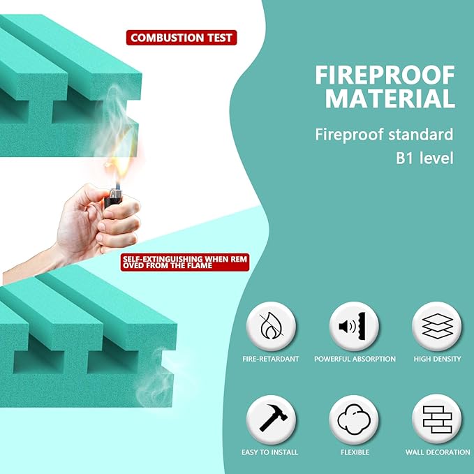 Sound Proof Foam Panels for Walls,Soundproof wall panels,Acoustic Foam Panels,Insulation Studio Soundproofing Fire Resistant Noise Absorbing for Studio, Office, Home Blue (GZ-L 12" X 12" X 1", 36PACK)