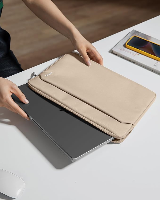 tomtoc Slim Laptop Sleeve Case for 13-inch New MacBook Air M4/A3420 M3/A3113 M2/A2681, M1/A2337 2025-2018, MacBook Pro M2/M1, Water-Resistant Protective Carrying Case with Accessories Pocket