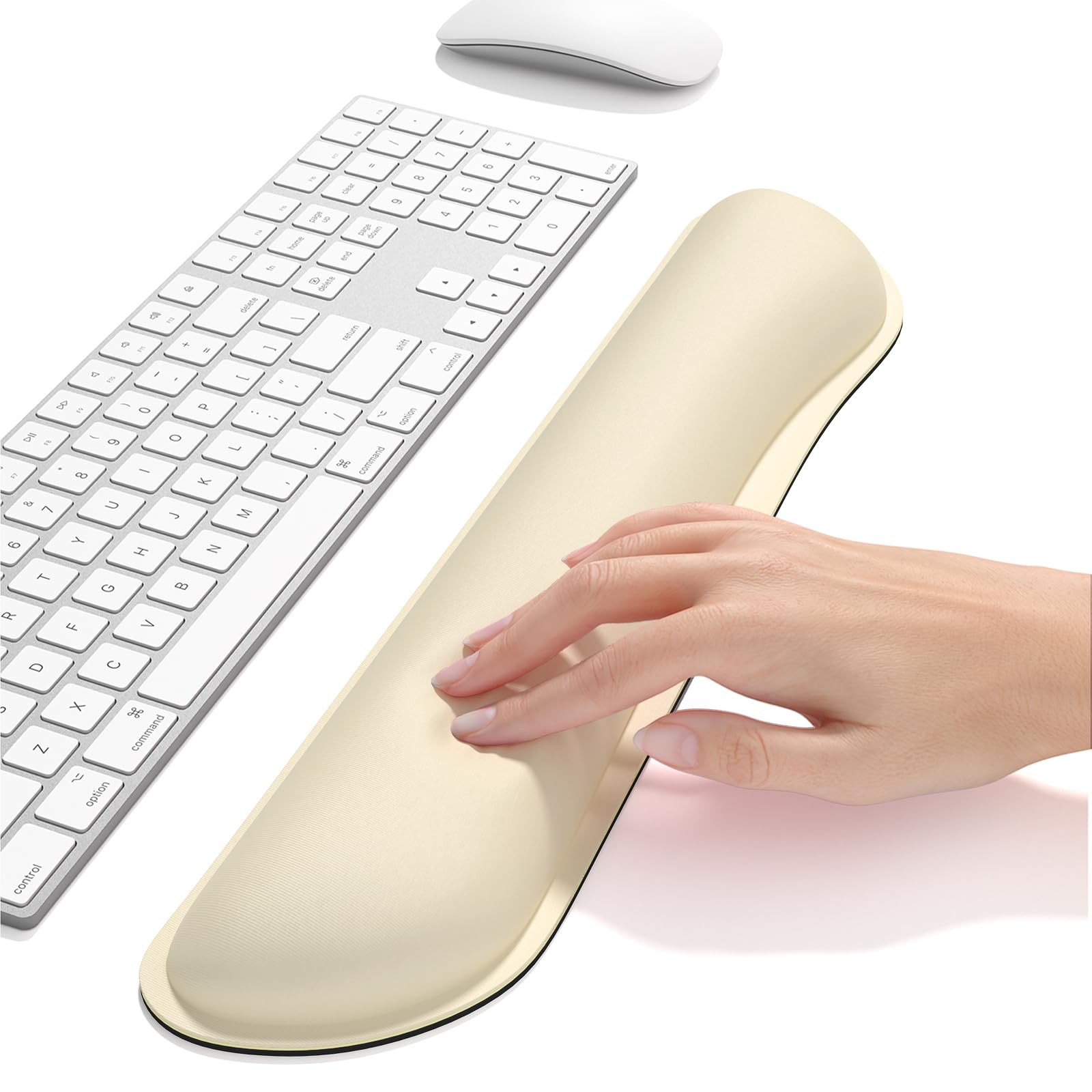 Dapesuom Enlarge Keyboard Wrist Rest, Memory Foam Keyboard Wrist Cushion for Computer Desk Mats Support, Typing Pain Relief Ergonomic Mouse Pad Rests with Non-Slip Base for Gaming Laptop, Navajo White