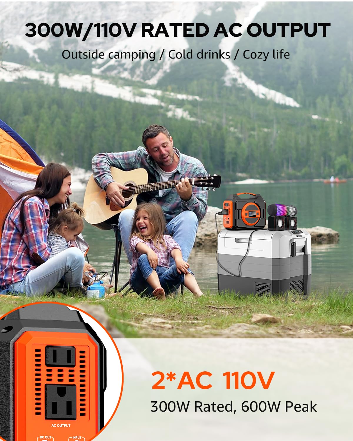 Portable Solar Generator, 300W Portable Power Station with 40W Solar Panel