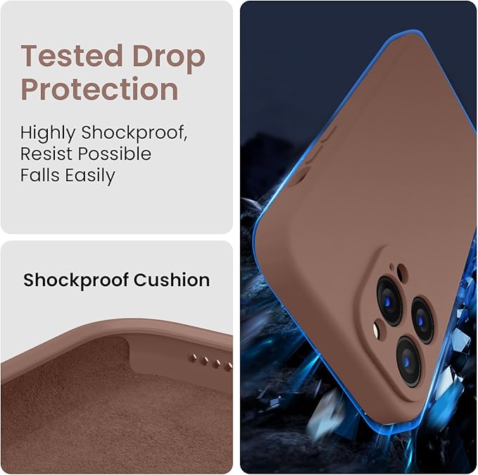 FireNova Designed for iPhone 13 Pro Case, Silicone Upgraded [Camera Protection] Phone Case with [2 Screen Protectors], Soft Anti-Scratch Microfiber Lining Inside, 6.1 inch, Light Brown
