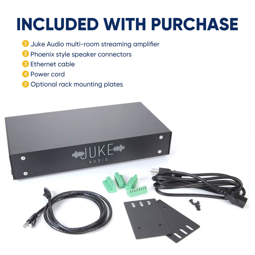Juke-6 | 6 Zone Audio Amplifier | Wirelessly Controlled Multi-Room Audio System | Compatible with Airplay 2, Spotify Connect, Bluetooth, DLNA