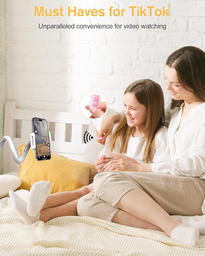 ADZERD Remote Control for TikTok, Page Turner for iPhone/iPad, Bluetooth Camera Video Recording Remote, Scrolling Ring for TIK Tok, Compatible with iOS/Android Phones & Tablets - Pink