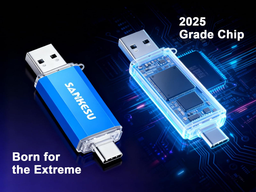 SANKESU 256GB USB C Flash Drive 2 in 1 Thumb Drive 3.0 USB-A & Type-C Dual OTG Photo Storage Memory Stick Compatible with Android Phone,PC, Laptop,Smartphone,Tablet(Blue)