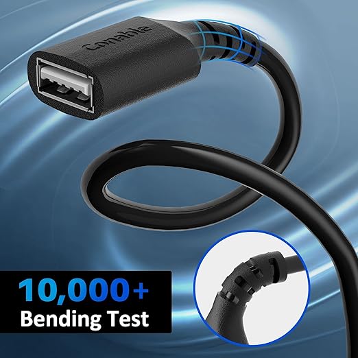 3 Pack USB Extension Cable 12 FT, USB 2.0 Type A Male to Female Extender Cord Adapter, Compatible with Printer, Keyboard, Mouse, Flash Drive, Hard Drive, Controller, Black Cable with 5 Cable Ties
