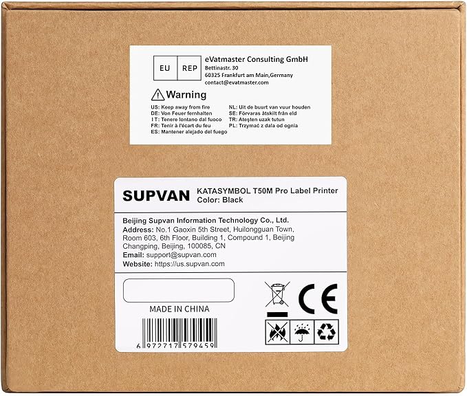 SUPVAN T50M Pro Bluetooth Label Maker Machine with 4 Tapes, Wide Waterproof Label, Versatile App with 40 Fonts and 650+ Icons, Inkless Labeler for Home, Kitchen, School, Office Organization, Black