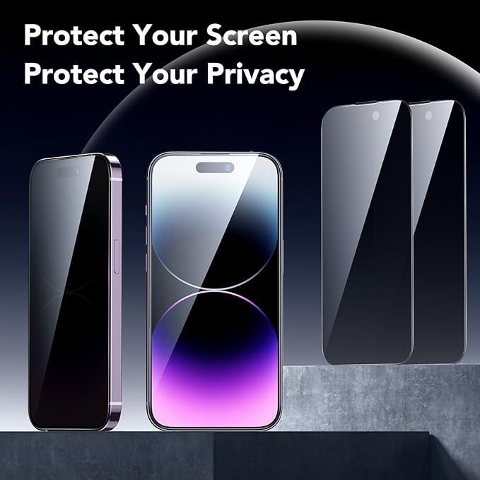 ESR 3 Pack for iPhone 14 Pro Privacy Screen Protector, Anti-spy Tempered-Glass Privacy Screen Protector, Micro-curved Edges, Case Friendly