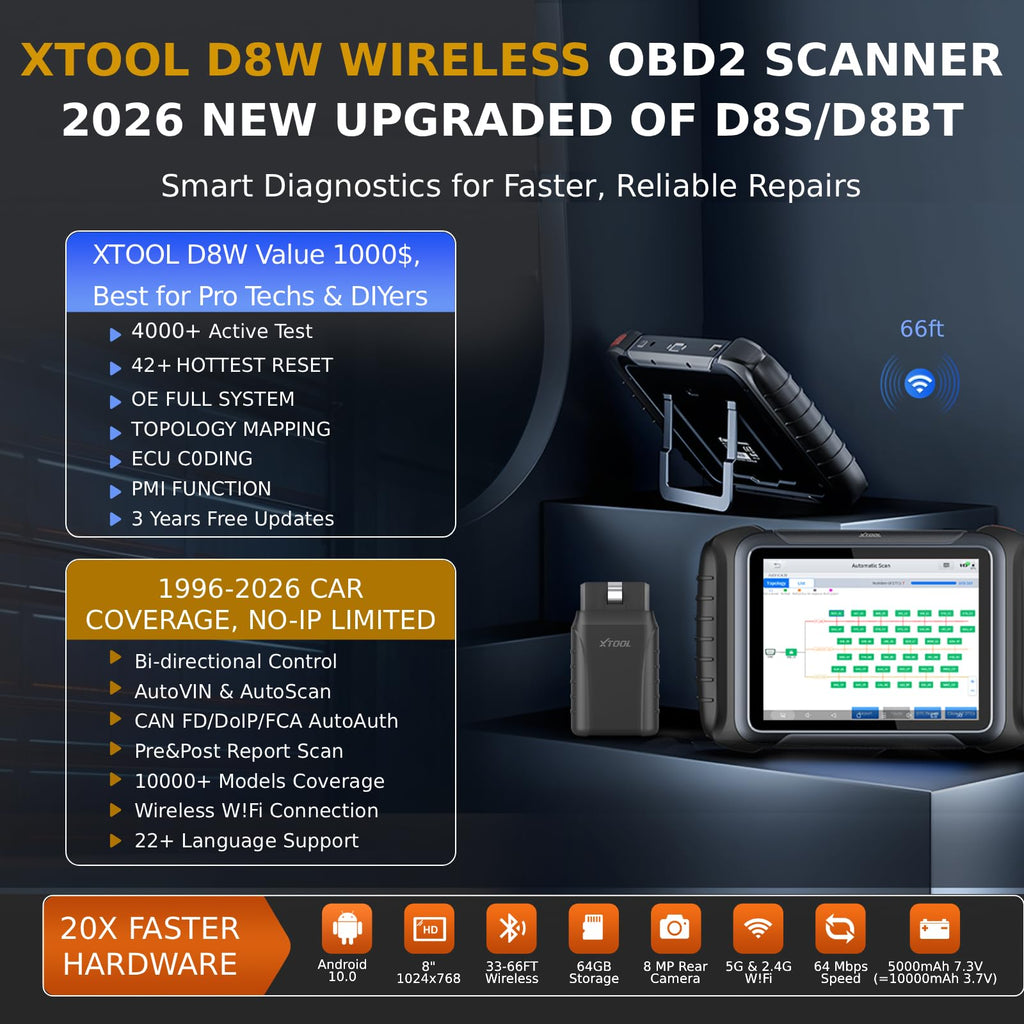 XTOOL D8W AI-Assisted Bidirectional Scan Tool with Topology Mapping