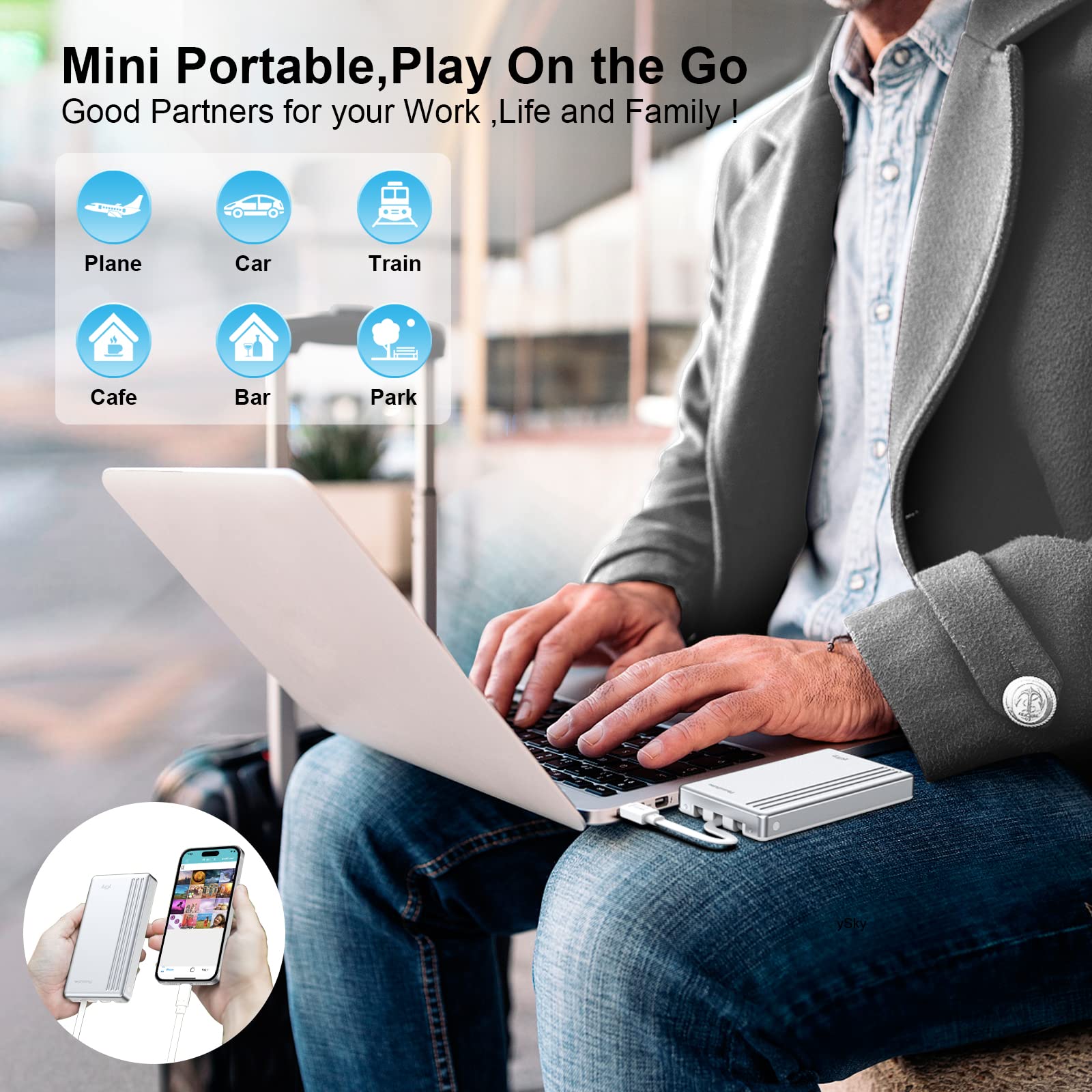 MFi Certified 2TB External Hard Drive for iPhone iPad MacBook Computer,Photo Stick USB Flash Drive Storage Device for iPhone 17/16/ 15/14/13 to Backup Photo| Video | Music| File 【One-Touch Backup】
