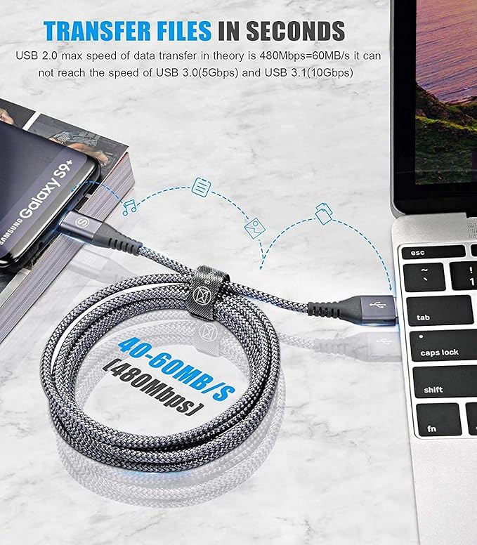 sweguard USB Type C Charger Cable [3-Pack,10ft+6.6ft+3.3ft] iPhone 15 Charger Nylon Braided Cord for iPhone 15 Pro Max Samsung Galaxy S23 S22 S21 S20 S10 S9 Note 20 10 Flip A53 A54 Pixel LG Moto PS5