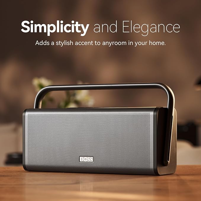DOSS SoundBox XL Pro Bluetooth Speaker with 50W Powerful Stereo Sound, Extra Bass,16H Playtime, Integrated Metal Body, Aluminum Alloy Handle, Portable for Home, Office, Backyard - Blue