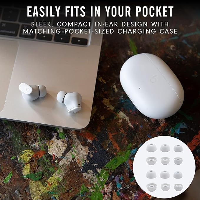 Replacement Silicone Ear Tips for Beats Fit Pro/Studio Buds/Studio Buds+ Headphone, 6 Pairs Earbuds Eartips L/M/S, Eargels Set Fit in Case, Earplug Ear Cap (Silver White)