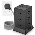 Power Strip Tower with Multiple Outlets 16.5 Ft Extension Cord Flat Plug with 12 AC Outlets 4 USB Ports (2 USB C), Power Tower Surge Protector with Individual Switches for Home Office Dorm Room, Black