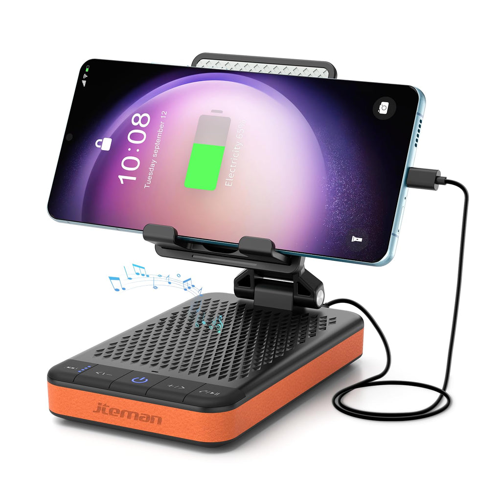 JTEMAN Bluetooth Speaker with Charging Phone Stand,Portable Foldable Slim