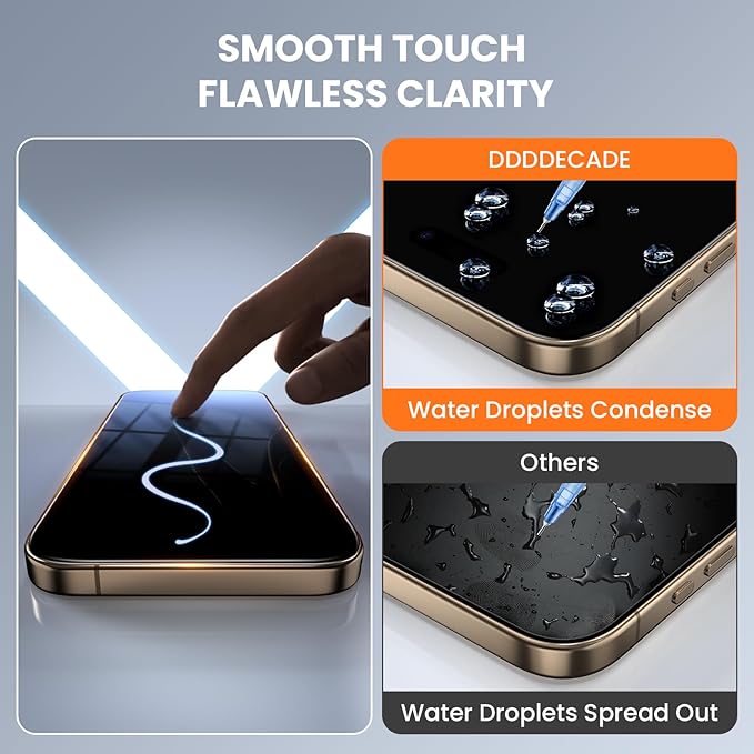 Screen Protector for iPhone 15 Pro Max Military Grade Tempered Glass Auto-Alignment OneTouch Kit Cell Phone Accessories Bubble Free Case Friendly Auto Dust-Removal Easy Install [1 Pack]