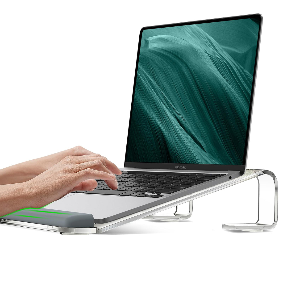 JCZT Aluminum Laptop Stand, Laptop Riser with Wrist Rest, Gold