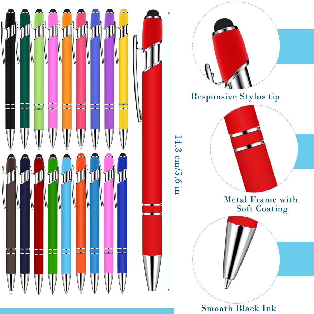Konohan 100 Pieces Stylus Pen 2 in 1