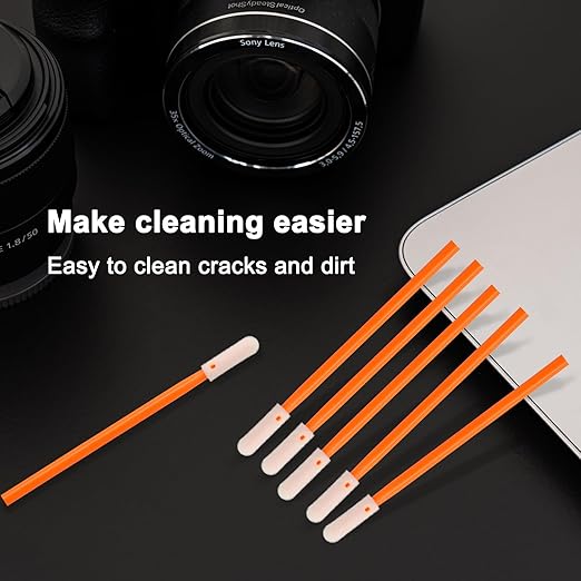 Wellgler's 200pcs Cleaning Swab Kit,Multi-Purpose Foam Cleaning Swabs,for Printers, Inkjets, Cameras, Automotive, Optics, Sensors, Guns,Arts and Crafts, Automotive Detailing(Orange)