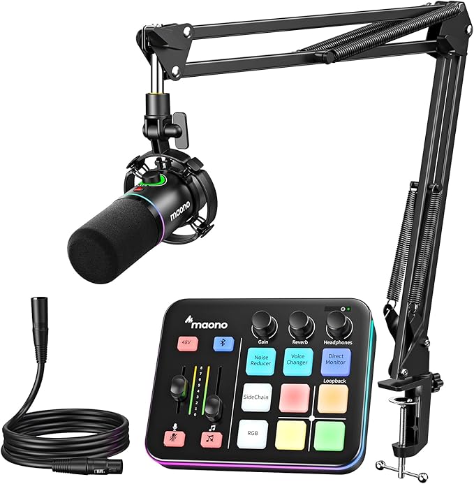 MAONO G1 NEO & PD200XS Gaming Bundle: Audio Mixer and XLR Dynamic Mic