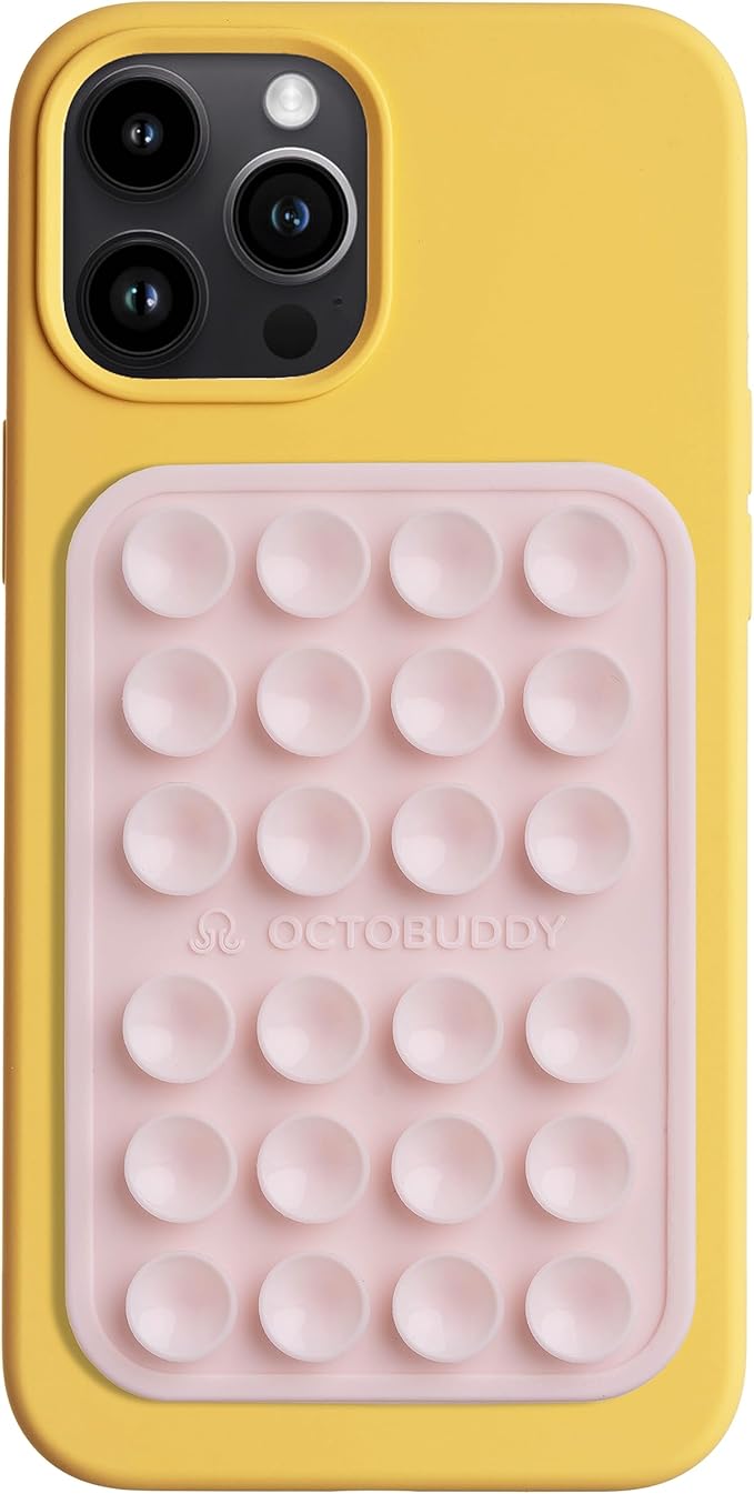 Classic MAX - Silicone Suction Phone Case Adhesive Mount - Hands-Free, Strong Grip Holder for Selfies and Videos - iPhone and Android Compatible - 2.6″ x 3.9″, Chalk Pink