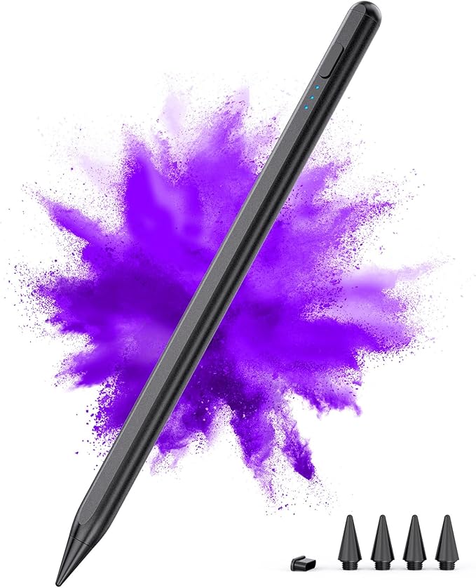 Stylus Pen for iPad 2018-2025, 15Mins Fast Charge for Apple Pencil, Palm Rejection, Compatible with iPad 10/9/8/7/6, iPad Pro 12.9"/11"/13" M4, iPad mini 6/5, iPad Air 5/4/3/11"-13" M2