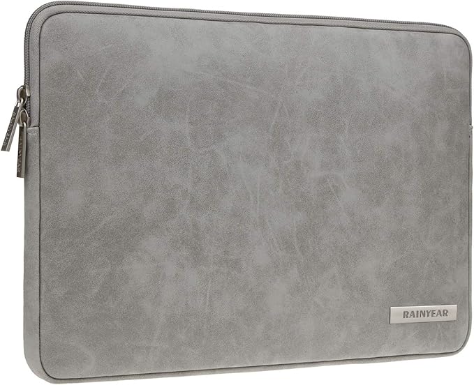 RAINYEAR 11 Inch Laptop Sleeve PU Suede Leather Case Protective Padded Cover Water Resistant Carrying Bag Compatible with 11.6 MacBook Air Surface Pro for 11 Notebook Computer Tablet Chromebook(Gray)