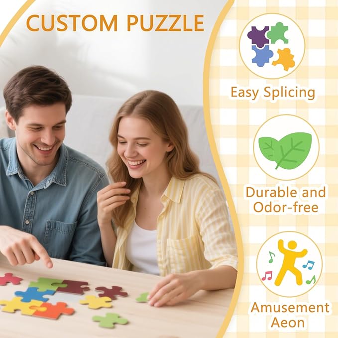 Custom Puzzle, Customize Puzzles from Photos with 120/200/300/500/1000 Pieces, Personalized Wooden Jigsaw Puzzle Gifts for Family, Adults, Christmas, Wedding, Pet