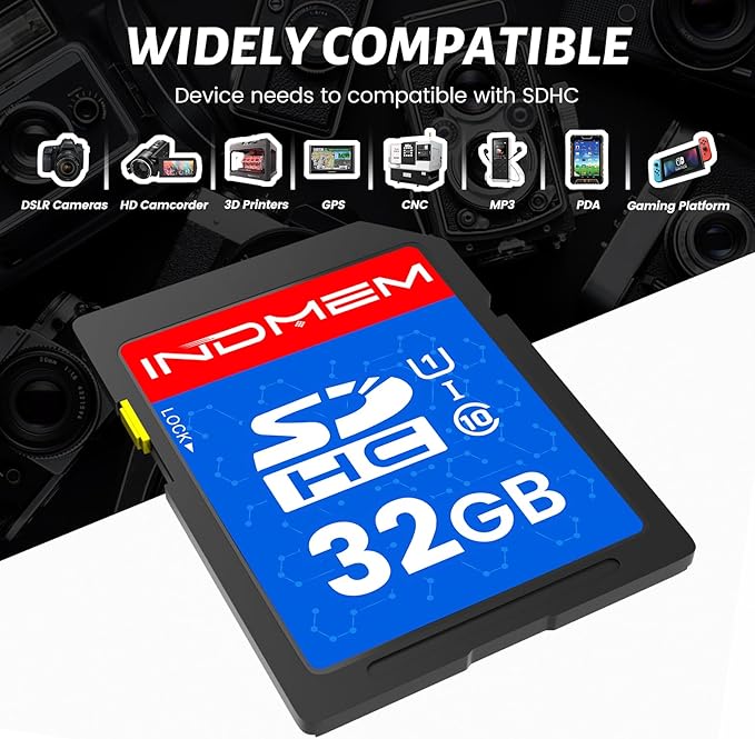 INDMEM SD Card 32GB, 8 Packs Class 10 32GB Flash Memory Card MLC Standard Secure Digital Cards Camera Card