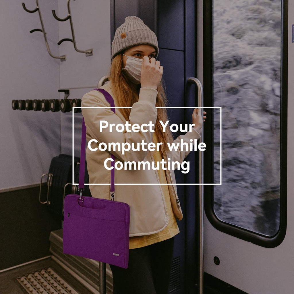 Voova Laptop Bag 15.6 Inch for Women, Waterproof Computer Sleeve Carrying Case with Shoulder Straps & Handle Compatible with Macbook Air 15, MacBook Pro 15/16, 15-16 Inch Hp Dell Lenovo Asus, Purple