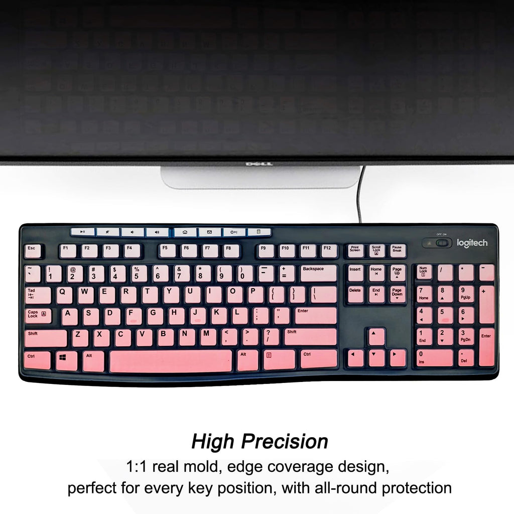 for Logitech K200 K260 K270 Keyboard Skin，Stain-Resistant（Gradient Pink）