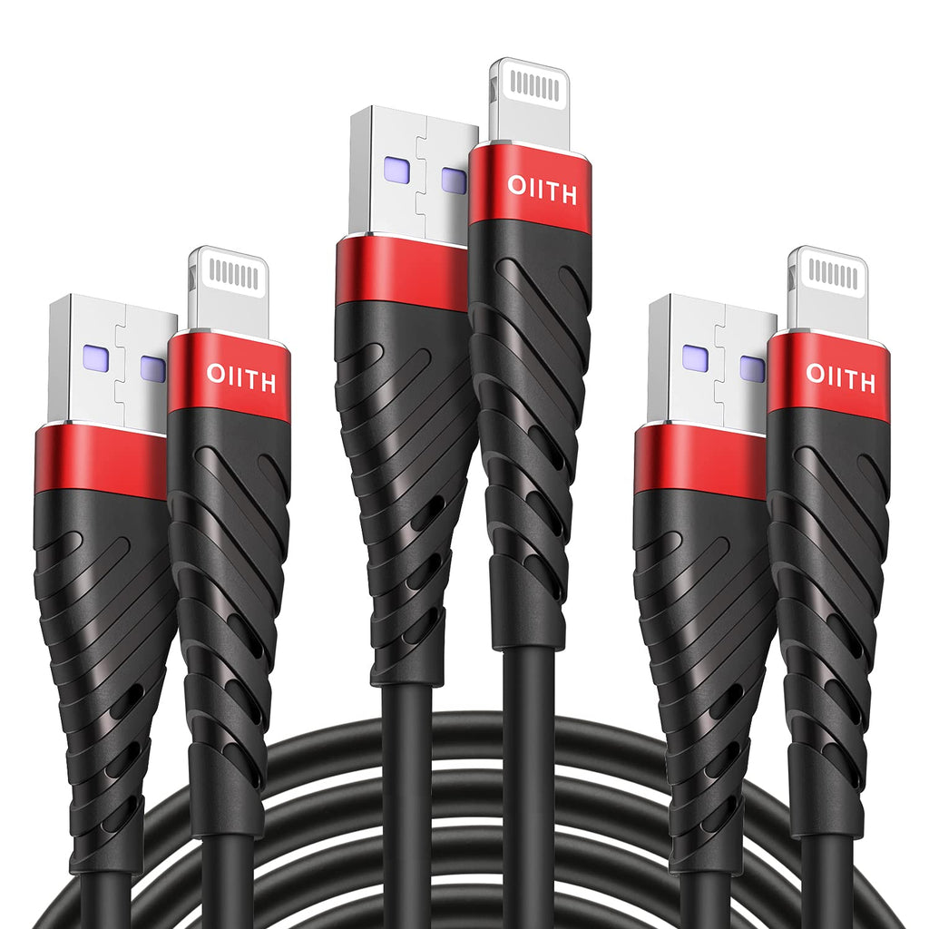 OIITH Apple MFi Certified iPhone Charger Cable 3 Pack 10 Ft, Extra Long Lightning Charging Cord, Fast 2.4A iPhone USB Cord Compatible with iPhone12/11/XS/Max/XR/X/8/8P/7P/6/iPad