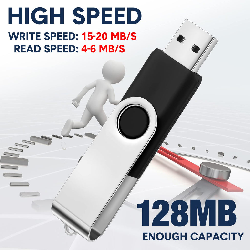 Aoriher 50 Pack USB 2.0 Flash Drives Bulk, Portable USB Thumb Drives with Lanyards, Swivel Flash Drive Thumb Drive for Office School Data Storage (128MB)