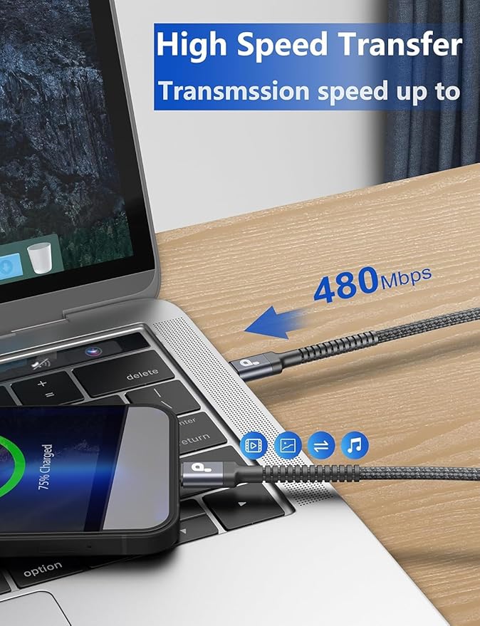 USB C Cable 6FT, 2 Pack USBC to C Cables, Type C Fast Charging Cable Nylon