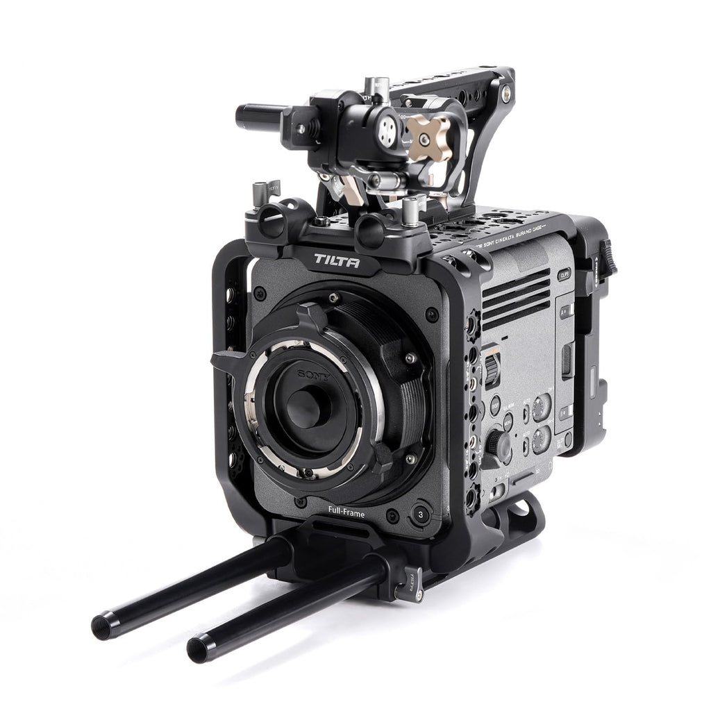 Tilta Camera Cage Compatible with Sony BURANO | Arri Rosettes, 1/4"-20 and 3/8"-16 Threads | w/Top Handle, Left/Right Side Arm, Battery Plate (Advanced Kit - V Mount)