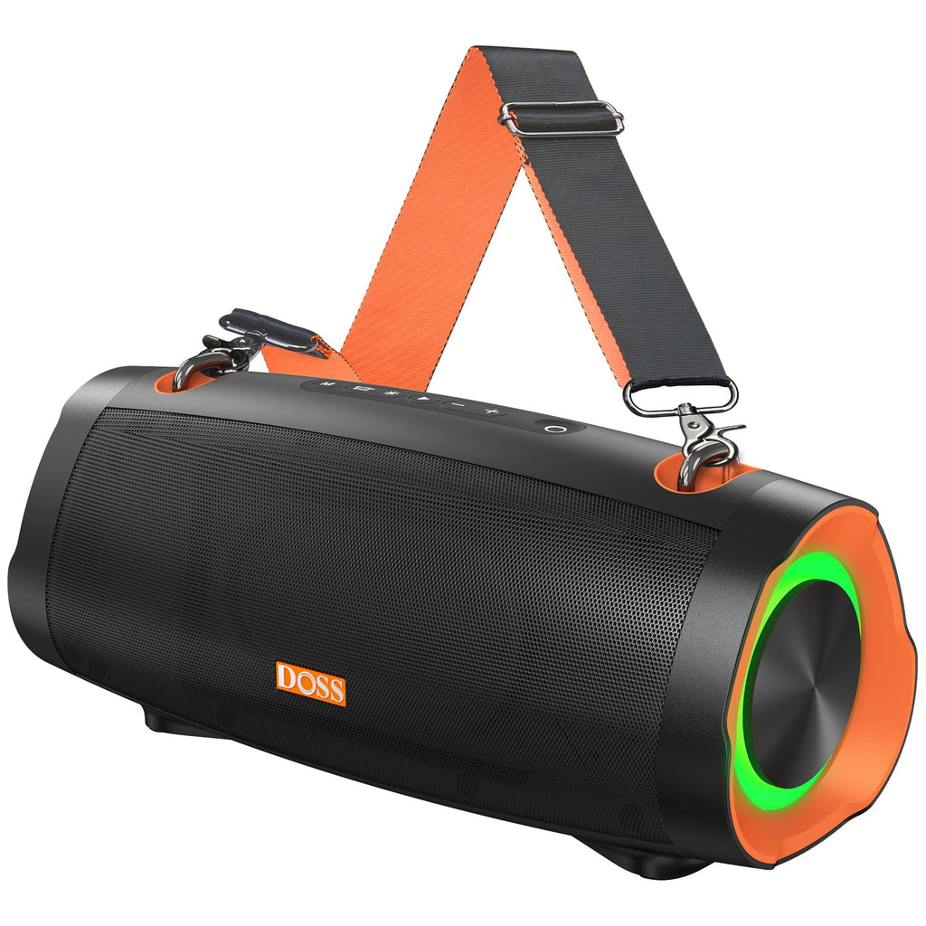 DOSS Extreme Boom Pro D100 Bluetooth Speaker with 140W Peak, 70W Bold Sound, Extra Bass, 24H Playtime, Beat-Sync Lights, Built-in Power Bank, IPX6 Waterproof, Portable Strap for Hiking, Camping-Orange