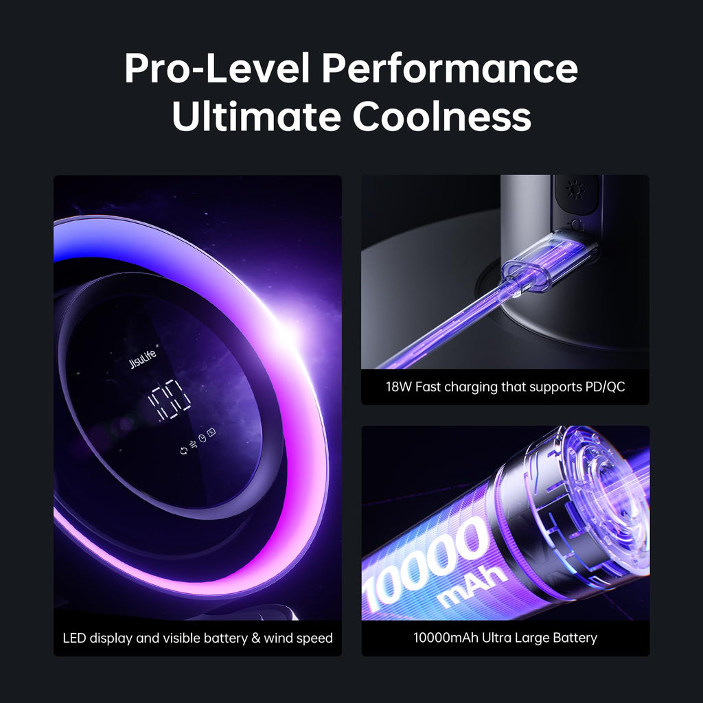 JISULIFE 3-in-1 Table Fan Pro3:Desk Fan with H11 Air Purifier and RGB Light