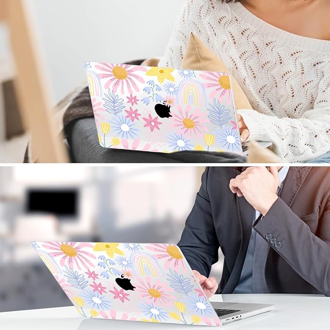DONGKE for M4 MacBook Pro 16 Inch Case 2024 2023 2021 A3403 A3186 M3 A2991 M2 A2780 M1 A2485 Pro/Max Chip, Plastic Hard Shell Case & Keyboard Cover for Mac Pro 16 with Touch ID, Florals