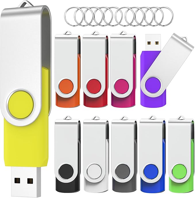 Flash Drives 8GB 10 Pack, Wooolken USB 2.0 Thumb Drives with Keychains Memory Stick USB Drive Pendrive for PC Laptop Computer (Mixcolors)