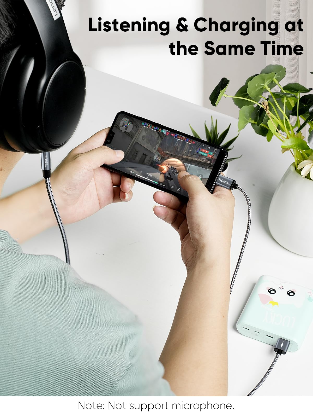 CableCreation USB C to 3.5mm Audio Cable with USB Charging Car Aux Cable
