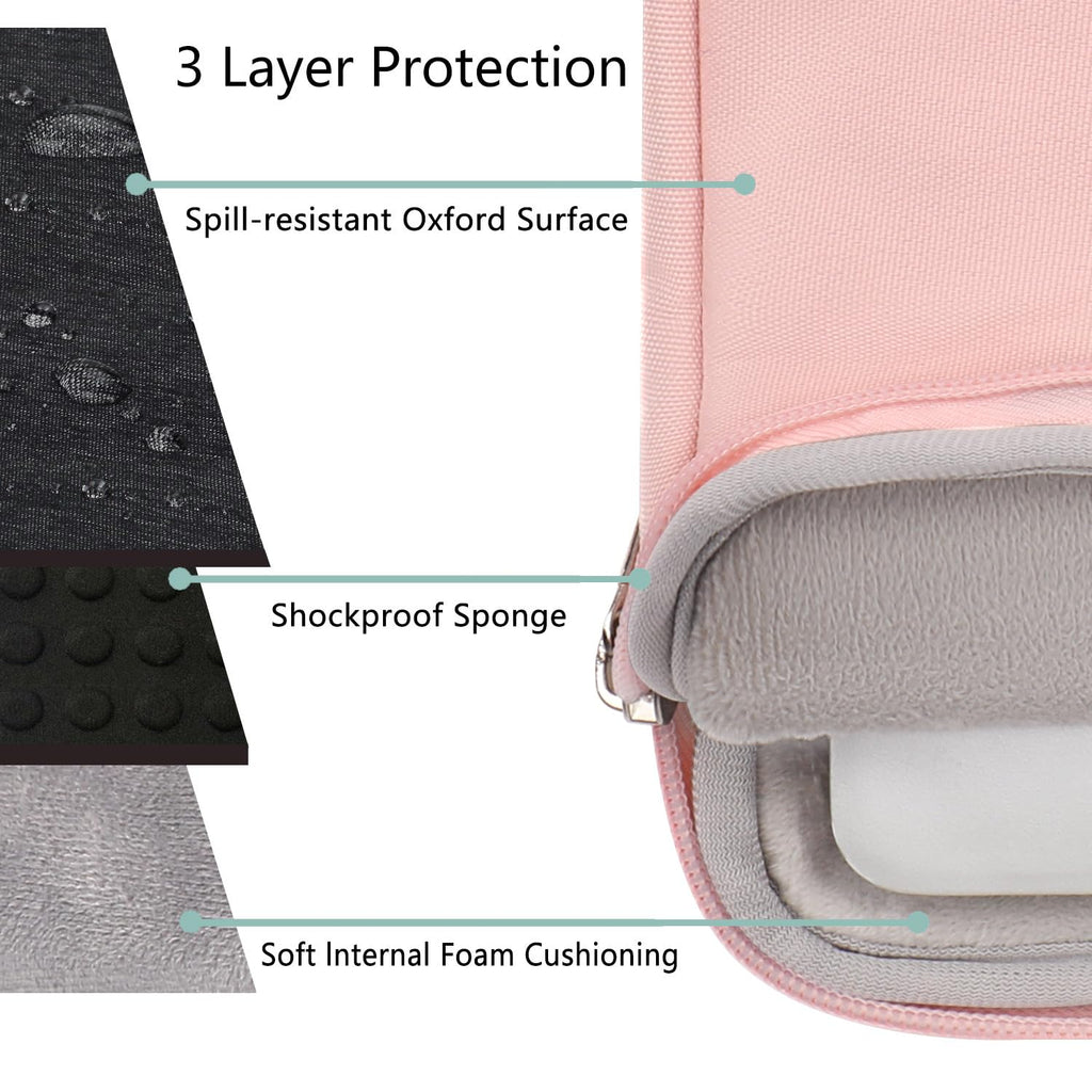 Voova Laptop Sleeve Carrying Case 15.6 16 Inch,Slim Computer Cover Bag Compatible with MacBook Pro 15/16, Dell xps 15,15-16 Inch HP Dell Asus Acer Laptop, Sakura Pink
