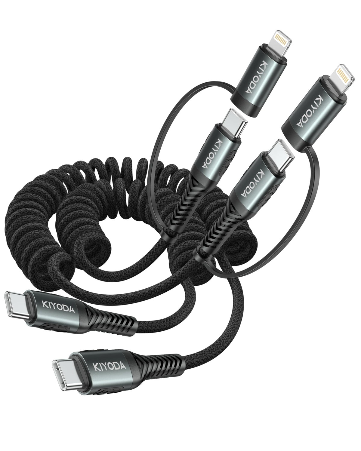 USB A to USB C Cable 3FT/6FT, Coiled USB C Cable for Car, 66W USBC Cable