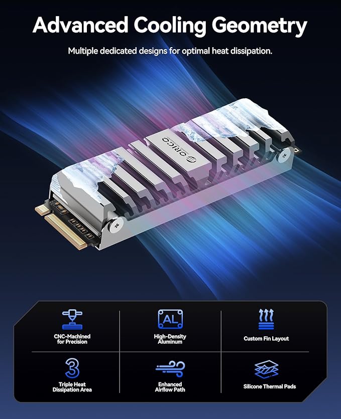 ORICO OS5 4TB M.2 SSD for PS5 Storage Expansion, M.2 PCIe 4.0 NVMe Gaming SSD with TLC NAND, 7450MB/s Read, Pre-Installed Heatsink Designed for PS5 Airflow, Ready for Direct Installation