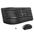Wireless Keyboard and Mouse Combo,2.4G Full Size Wave Keys Ergonomic Keyboard with Wrist Rest for Natural Typing, 3 DPI Adjustable Ergonomic Silent Mouse for Computer/Laptop/Windows/Mac (Black)
