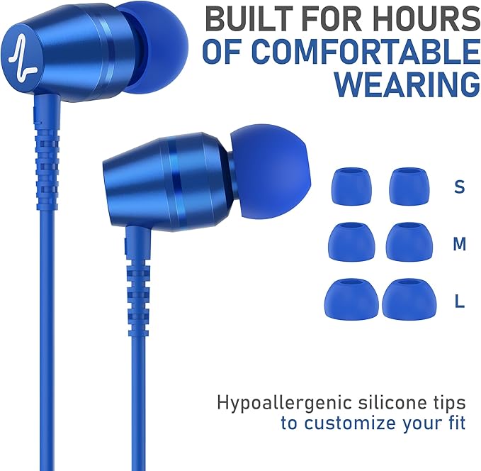 LUDOS OMNITONE USB C Headphones for iPhone 16 15 Pro Max Plus iPad Pro, 5 Years Warranty, USB-C Earbuds for Samsung Galaxy S24 S23 Ultra S22 S21 S20 A55 A54 A53, USB Type C Earphones - Blue