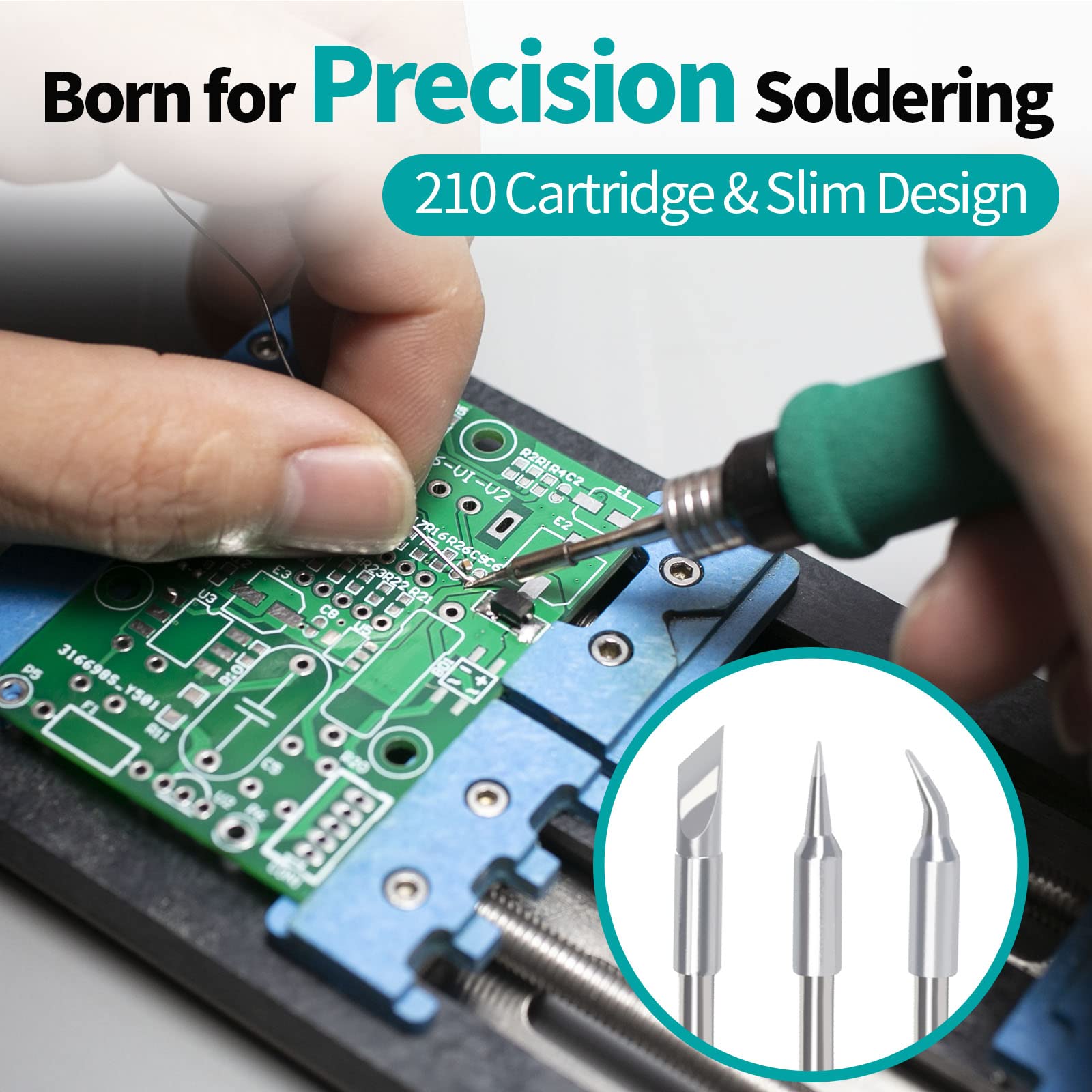 YIHUA 982 Precision Soldering Iron Station Kit with Digital LCD Display, 210 Soldering Tip Cartridge Compatible, Solder Wire Dispenser and, 4 Memory Channels, Auto Shutdown, Rapid Heating