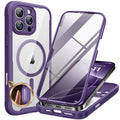 Miracase Magnetic for iPhone 16 Pro Case Full-Body Phone with Built-in Glass Screen Protector, [Compatible with MagSafe] Military Drop Proof 16 Pro Cover Bumper 6.3 inch, Purple